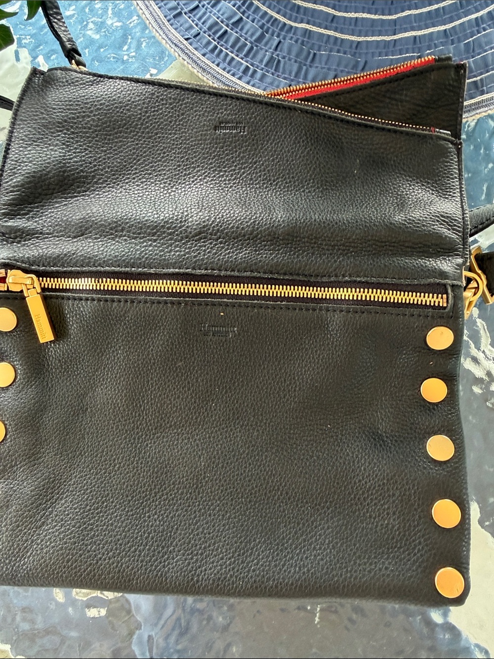 HAMMITT. Los Angel s Black Leather Crossbody Bag with Gold Stud Details - Picture 4 of 4